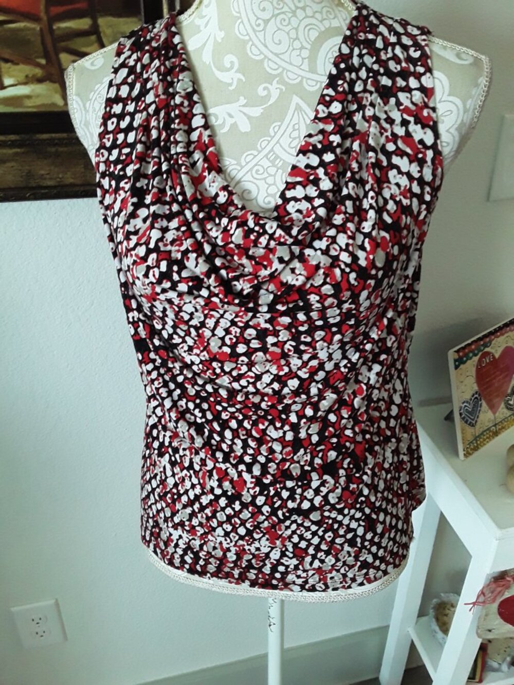 Calvin Klein colorful cowl neckline top size M